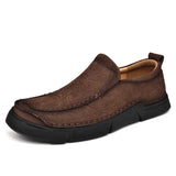 Golden Sapling Classics Loafers Men's Genuine Leather Casual Shoes Leisure Flats Outdoor Trekking Footwear Retro Moccasins MartLion Dark Brown 6 38 