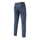 Jeans Men's Solid Color Slim Fit Straight Trousers Cotton Casual Wear Denim Jeans Pants MartLion   