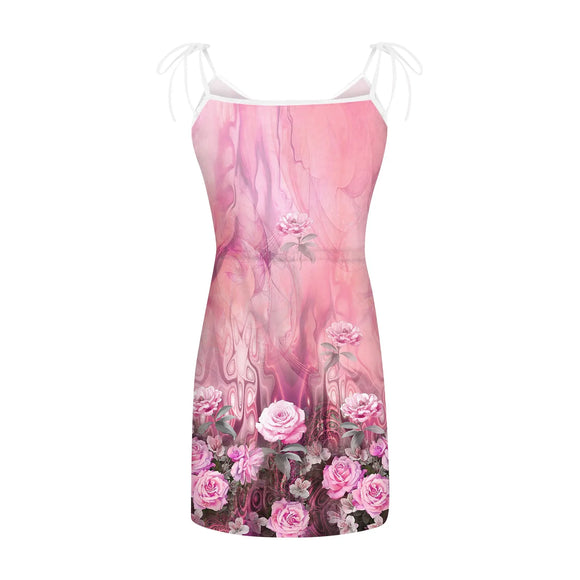  Women's Summer Dress Casual Print Above Knee Dresses V-Neck Sleeveless Frocks For Girls MartLion - Mart Lion