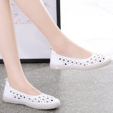 Genuine Leather Women Shoes Trendy Slip On Soft Sole Casual Summer Hollow Breathable Sport Shoes MartLion   