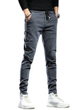 Summer Jeans Men demin  pants men Clothing Cargo pants Drawstring Slim Trousers r MartLion K433 Gray XXL 