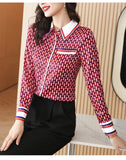 Female Red Plaid Printed Blusas Shirt Button Casual Blouse  Women's Clothing MartLion   