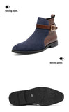 Retro Patchwork Men's Luxury Brand Shoes Pointed Dress Leather Formal Ankle Boots MartLion   
