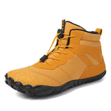 Snow Boots Waterproof Men's Winter Shoes Barefoot Ankle Couple Snow Shoes Outdoor Hiking Fur Warm Plush MartLion -Yellow- 44 