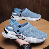 Men's Women Summer Sandal Mesh Mules Breathable Padded Beach Flip Flops Shoes Solid Flat Bath Slippers Outside Slippers MartLion   