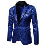 Shiny Sequin Glitter Embellished Jacket Men's Nightclub Prom Suit Homme Stage Clothes For Singers blazers MartLion Blue S CHINA