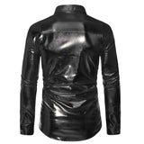 Men's Disco Gold Shiny Shirts for Party Long Sleeve Nightclub Shirt Male MartLion   