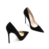 Pointed Shallow Mouth Suede Ultra-Thin High Heels 12cm Pumps Banquet Ladies Shoes MartLion   