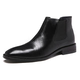 Men's Classic Retro Leather Chelsea Boots Ankle Casual British Style Short High-Top Shoes Mart Lion   