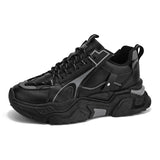 Casual Trendy Leather Shoes Classic Anti-slip Waterproof Sneakers Lightweight Running Men's Shoes MartLion black 39 