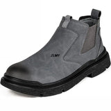 Waterproof Men's Welder Shoes Steel Toe Work Anti-spark Anti-smash Safety Slip On Chelsea Work Safety Boots MartLion grey 36 