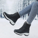 Women Platform Outdoor Snow Boots Non-slip Winter Walking Shoes Fur Warm Ankle Boots Wedge MartLion   