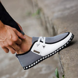 Men's Leather Shoes Casual Loafers Breathable Light Weight White Sneakers Driving Footwear Round Toe Mart Lion   