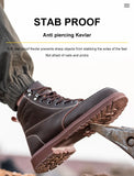 High top work boots leather work shoes waterproof safety anti puncture construction men's indestructible work MartLion   