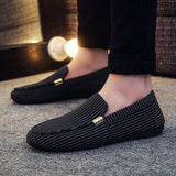 Men's Slip-On Canvas Shoes Loafers Breathable Sneakers Casual Soft Non-slip Driving Flats Black Mart Lion black A08 38 