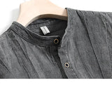 Men's Cotton Linen Shirts Henley Long Sleeve Casual Cotton MartLion   