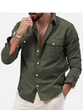 European and American Men's Shirts with Multiple Pockets, Casual Slim Fit, Long sleeved Workwear Top MartLion   