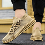 Fujeak Lightweight Knitted Loafers Breathable Sock Shoes Men's Non-slip Sneakers Casual Running Mart Lion   