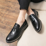 Brogue Dress Shoes Men's Formal Soft Split Leather Slip On Loafers Flat Work Footwear Mart Lion   