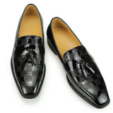 Luxury Genuine Leather Men's Shoes Casual Patent Leather Fringe Elegant Office Loafers Designer Handmade Black MartLion   