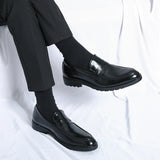 Summer Men's Classic Business Casual Loafers Brogue Carving Evening Dinner Men Dress Slip ON Leather Shoes black MartLion   