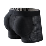 Men's Underwear Boxer Mesh Padded Underwear with Hip Pads Men's Boxers Butt Padded Elastic Enhancement MartLion JM464Black M 