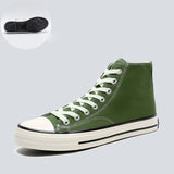 Summer Men's Flats Shoes All Black White Red Casual Canvas Sneakers Lace-Up High Top MartLion green high top Women 35 