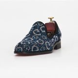 Men's Shoes Genuine Cow Leather Trends Rhinestones Wedding leather MartLion dark blue 41 CHINA