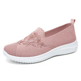 Summer Soft Embroidery Women's Flat Shoes Knitted Breathable Women's Flower Casual MartLion pink 36 