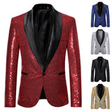 Shiny Gold Sequin Glitter Embellished Jacket Men's Nightclub Prom Suit Homme Stage Clothes For singers blazers MartLion   