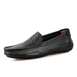 Spring Summer Genuine Leather Shoes Men's Loafers Flat Casual Driving Footwear Black Yellow Blue Soft MartLion Black 7 