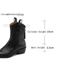 Women Boots Genuine Leather Western Shoes Pointed Toe Chunky Heel Chelsea Retro MartLion   