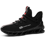 Men's Running Shoes Waterproof Leather Sneakers Unique Blade Sole Cushioning Outdoor Athletic Jogging Sport Mart Lion 0778black 5.5 