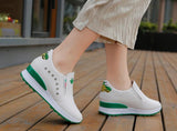 Women's Casual Shoes White Wedge Platform Outdoor Chunky Sneakers Breathable Height Increasing Female