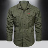  Spring Shirts Men's Long Sleeve Casual 100% Cotton Camisa Military Shirts Clothing Black Blouse MartLion - Mart Lion