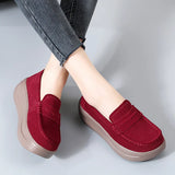 Spring Autumn Shoes Woman Platform Genuine Leather Flats Thick Sole Loafers Moccasins MartLion   