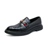 Luxury Men's Loafers Designer Embossed Casual Shoes Men's Moccasins Dress Leather Flats MartLion Black Loafers 46 