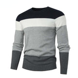 Spring Men's Round Neck Pullover Sweater Long Sleeve Jacquard Knitted Tshirts Trend Slim Patchwork Jumper for Autumn Mart Lion 04 gray L 