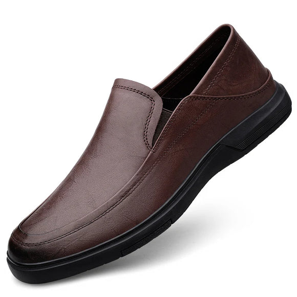 Genuine Leather Men's Loafers Casual Shoes Soft Sole Footwear Brown Classic MartLion Brown 39 