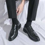 Men's  Leather Shoes Formal Dress Shoes Point-Toe Shoes Hollow Out Breathable Office Oxfords MartLion   