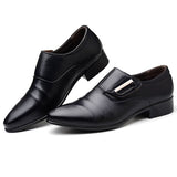 Wedding Shoes Men's PU Leather Slip on Loafers Point Toe Oxfords Casual Dress Mart Lion Black 38 