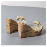 Summer diamond flower wedge sandals transparent sponge platform platform slippers women high heels MartLion   