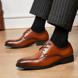 Men's Formal Derby Shoes Genuine Leather Dress Wedding Casual Lace Up Leather Mart Lion   