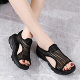 Women Slippers Sandals Fish Mouth Lady Slides Breathable Mesh Mules Shoes Casual Platform Flip Flops MartLion   