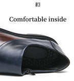 Retro Mixed-color Men's Dress Shoes Pointed Toe Leather with Zipper Comfy Office Zapatos De Vestir MartLion   