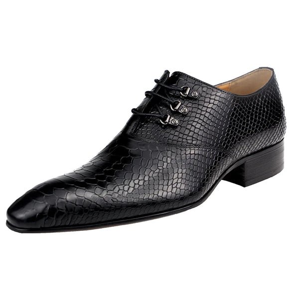 Men's Casual Dress Shoes Classic Oxfords Formal Modern Social Wedding Dress Sapato Loafer Serpentine Print MartLion black 39 
