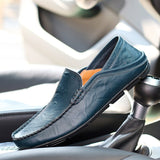 Leather Men's Shoes Casual Formal Loafers Moccasins Breathable Slip on Driving Mart Lion Blue 37 