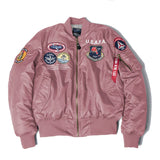 vintage pilot bomber flight jacket us air force top gun men's winter army USN MA1 USMC embroidery MartLion Pink XXS 