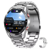 ECG+PPG Bluetooth Call Smart Watch Men's Health Heart Rate Blood Pressure Fitness Sports Watches Sports Waterproof Smartwatch MartLion Silver steel belt  