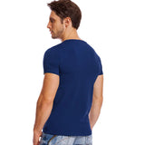 Solid V Neck T Shirt Men's Low Cut Stretch Vee Top Tees Slim Fit Short Sleeve Invisible Undershirt Summer MartLion   